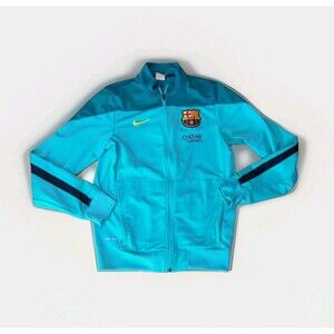 Nike Dri-Fit Soccer Jacket FCB Qatar Airways Mens Small Teal Full Zip